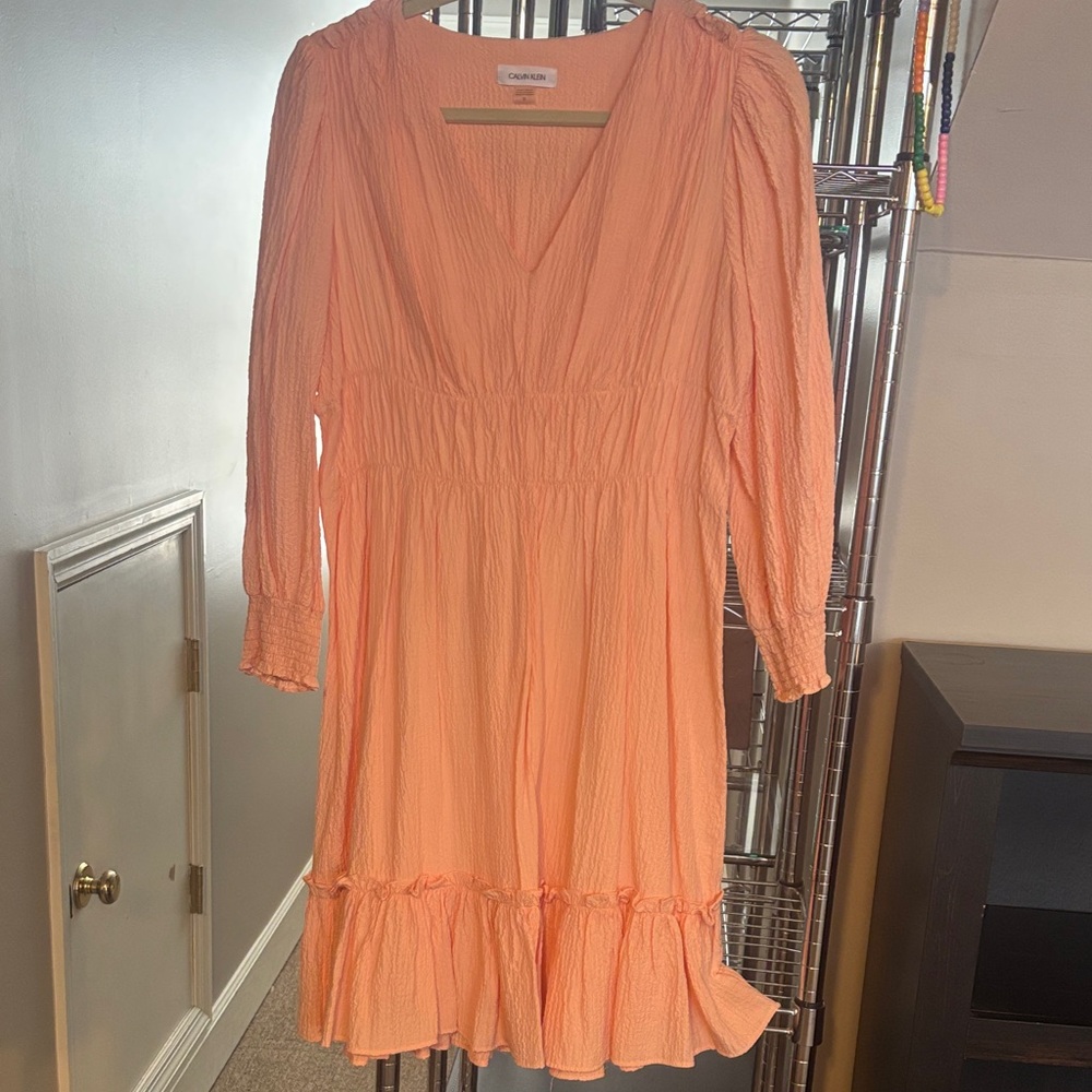 Calvin Klein Coral V-Neck Dress